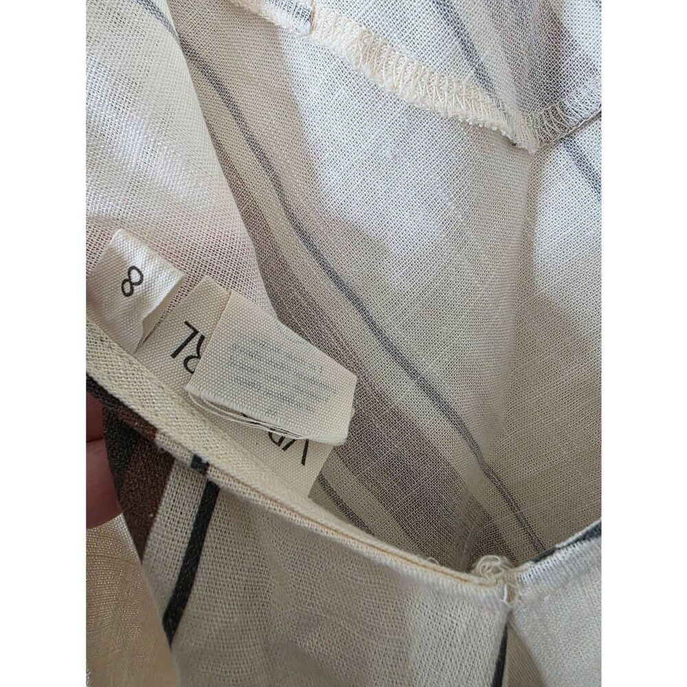 VRG GRL Opal Linen Maxi Dress Open Back Striped Cream Brown Size 8 - Picture 9 of 10